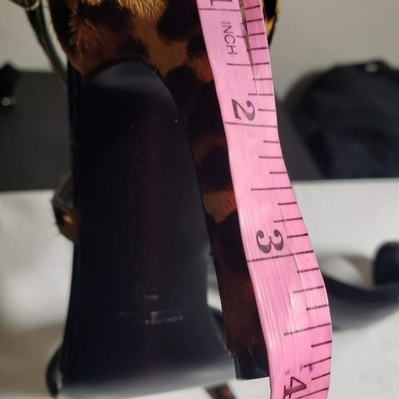 Nine West Womens Natural Fur Leopard Print Open Toe Strappy High Heels Sz 6.5 7 - Picture 10 of 11
